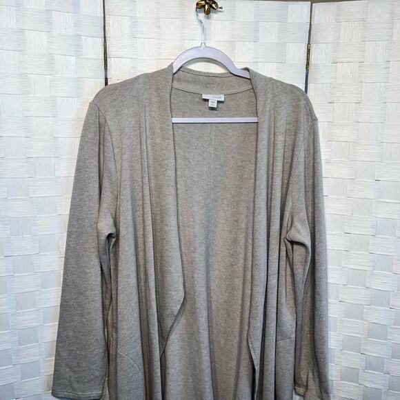 J. Jill Pure Jill Neutral Beige Open Front Cardigan Size Large Petite Earthy - Picture 14 of 14